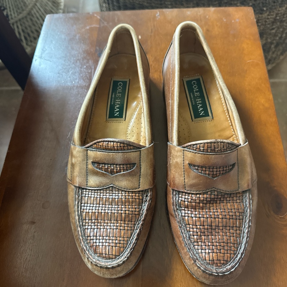 Cole Haan Men's Tan Woven Loafers